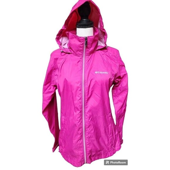 Columbia Nylon Running Hoodie Size Medium Pink Full Zip - Picture 1 of 9